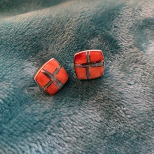 Navajo Cathy Webster Inlay Sterling Silver Earring